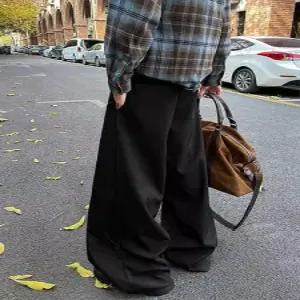 키체샵 팬츠 남성용 블랙 면 정장 슬리퍼 스트레이트 HO1