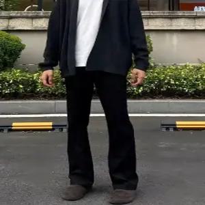 키체샵 남사친 바지 블랙 면 정장 커브 스트레이트 와이드 슬림핏 봄가을 HO3