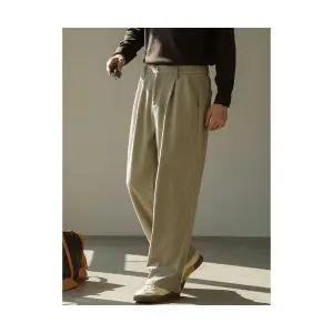 키체샵 남성 면 바지 호박색 올가을 빈티지 스킨 캐주얼 가을 스트레이트 와이드 HO3