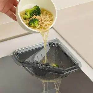 주방용 싱크대 음식물 원터치 거름망 자석 고정 삼각 바구니