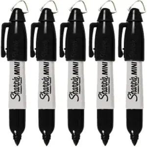 골프 열쇠고리 클립 파인 포인트 블랙 잉크 5팩이 포함된 샤피 미니 영구 마커
