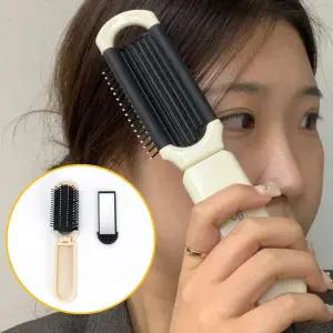 포켓 접이식 휴대용 거울빗 화이트