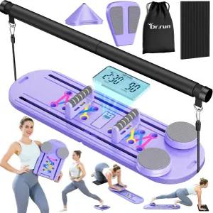 필라테스 보드 리포머 세트 타이머가 장착된 다기능 머신 7대 1 홈 운동을 위한 휴대용 접이식 수납 가방이