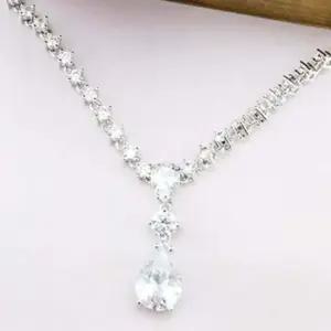 보석 큐빅 목걸이 펜던트-화이트DG 목걸이선물 큐빅목걸이