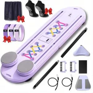 아보카디오 접이식 필라테스 리포머 보드 - 다기능 10-in-1 세트 홈 운동 장비 수건 저항 밴드 및 양말이