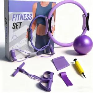 여성용 홈 필라테스 키트 에센셜 장비 세트 - 링 피규어 에이트 지지대 미니 볼 저항 밴드 및 액세서리