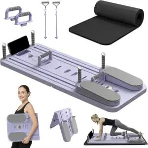 필라테스 보드 접이식 리포머 가정용 세트 다기능 휴대용 머신 장비 요가 매트와 타이머가 포함된 키트