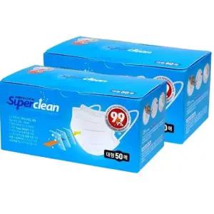 비말차단 티슈형 마스크 대형 50매 2P 덴탈 일회용