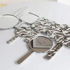 휴대용 손거울 대형 사각형 원형 실버 메이크 거울 공주거울