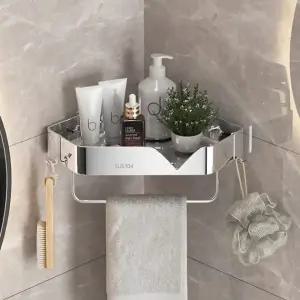 무타공 스텐인리스 욕실 코너형 접착식 선반 2개