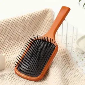 우드 패들 브러쉬 두피 마사지 헤어 쿠션 빗 소