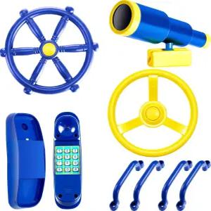 놀이터 액세서리 뒷마당 해적 플라스틱 선박 놀이기구 세트 장비 배 바퀴 망원경 야외 놀이방 트리하우스