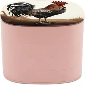 RLDOBOFE 루스터 주얼리 케이스 4겹 회전 보관 정리함 거울이 있는 아름다운 휴대용 여행용 박스 귀여운