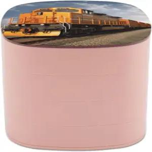 RLDOBOFE 화물 열차 주얼리 케이스 4겹 회전 보관 정리함 거울이 있는 아름다운 휴대용 여행용 상자 귀여운