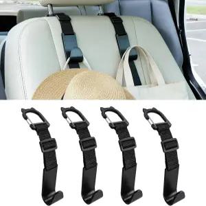 토이야슨 조절 가능한 4팩 자동차 헤드레스트 후크 귀여운 고양이 패턴 유니버설 시트 백 정리함 가방용