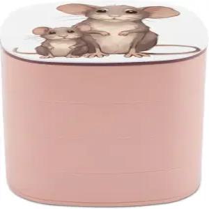 RLDOBOFE 모자 쥐 주얼리 케이스 4겹 회전 보관 정리함 거울이 있는 아름다운 휴대용 여행용 상자 귀여운