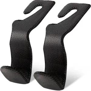 DPKIKO 자동차 헤드레스트 후크 가죽 지갑 홀더 2팩 코트 우산 식료품을 위한 뒷좌석 정리함