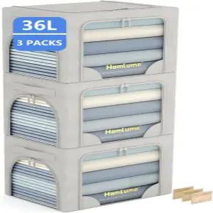 시더 우드 피스가 있는 접이식 보관함 3팩 금속 지지대가 린넨 및 내구성 손잡이가 지퍼가 투명 창라이트