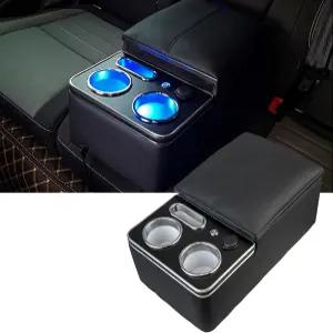 자동차 및 밴 트럭 바닥용 컵 홀더와 휴대폰 있는 덱세페 업그레이드 센터 콘솔 정리함 뒷좌석 벤치 시트
