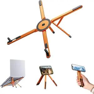 책상용 노트북 스탠드 접이식 알루미늄 합금 마그네틱 컴퓨터 라이저 인체공학적 8레벨 조절 높이 여행용