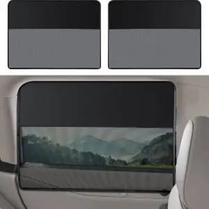 측면 창문을 위한 2팩 자동차 그늘막 마그네틱 선 하프 블랙아웃 및 메시 햇빛/자외선 차단을 후면 스크린