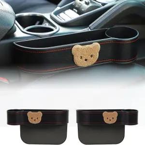 레이코모 2팩 카시트 갭 필러 정리함 컵 홀더 및 충전 포트가 있는 PU 가죽 콘솔 사이드 포켓 물품 낙하