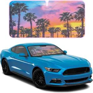 BDK 선셋 야자수 자동차 창문 앞유리 바이저를 위한 햇빛 가리개 자동 그늘막 자외선 반사 열 차단으로 SUV