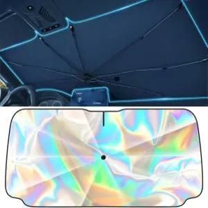 윈드실드 선쉐이드 접이식 우산 자동차 세단 및 SUV용 카 윈도우 스프링 구조 엣지 미디엄 55 x31