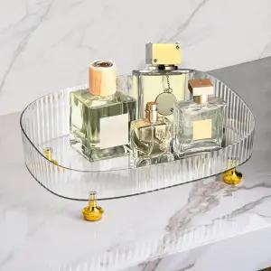 향수 정리함 욕실 배니티 트레이 화장대용 메이크업 카운터탑 장식용 플라스틱 여성용 클리어