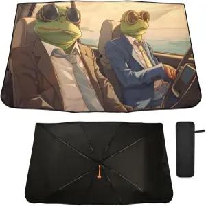 윈드실드 선쉐이드 우산 재미있는 개구리 운전 접이식 자동차 앞 유리창 자외선 차단 열로 차량 냉각