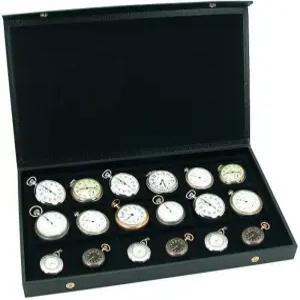 RJ 18개의 포켓 시계 보석 발견물 동전 구슬을 보관할 수 있는 블랙 디스플레이 케이스 보관함을