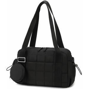 여성용 캠탑 미니 짐 가방, 작은 토트백 퍼프 퀼팅 스포츠 더플백, 젖은 수납공간 포함 및 동전 지갑 더플백 댄스 요가 운동 가방 선물용