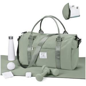 신발장이 있는 여성용 짐 가방, 스포츠 더플 가방 개인 용품 여행 토트백 작은 캐리 위켄더 오버나이트 백 운동 댄스백 병원 홀덤 그레이 그린