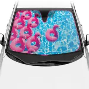 자동차 트럭 및 SUV를 위한 BDK 핑크 플라밍고 윈드실드 선쉐이드 전면 창문용 접이식 오토 선바이저 열