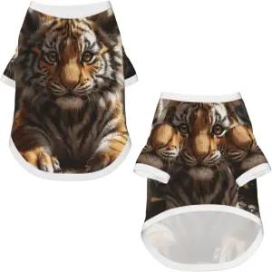 강아지 셔츠 메쉬 통기성 티셔츠 귀여운 호랑이 옷 여름 신축성 있는 애완동물 빠른 건조 고양이 조끼