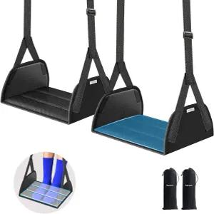 여행용 2팩 비행기 풋 해먹 넓은 하드보드 지지대가 있는 붕괴 없는 조절 가능한 스트랩이 언더 데스크용