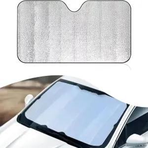 1 PC 자동차 윈드실드 선쉐이드 55.1 x 27.5 양면 자외선 차단 및 단열 버블 보드 접이식 전면 창문 냉각