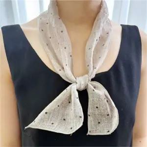 (색상 GS002728 린넨쁘띠스카프 심플)이거찜 여름에도 린넨으로 우아하게 린넨 쁘띠 스카프 프릴 예쁜스카
