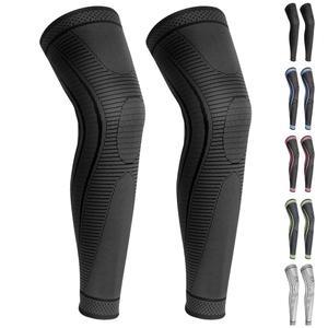 루일라이바오 남녀용 풀 레그 압박 슬리브 2팩 농구, 달리기, 운동, 사이클링, 스포츠를 위한 롱 무릎 보호대 지원