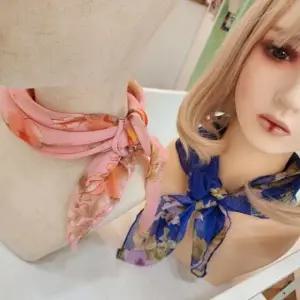 봄 여성용 미니 쉬폰 스카프 핑크 블루 복고 스타일 숄 봄스카프 목수건 미니 머플러 쁘띠스카프