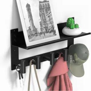 옷 수건 목욕 가운 지갑블랙을 걸 수 있는 상단 및 하단 이중 보관 입구 선반이 벽걸이 코트 랙VAEHOLD