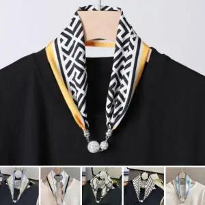 원터치 쁘띠스카프 목걸이 미니 실크 스카프 넥카프