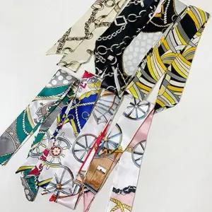 쁘띠 패턴 스카프 X3개 가방끈장식 여성 실크 미니 스카프머리띠 예쁜스카프 여자쁘띠스카프