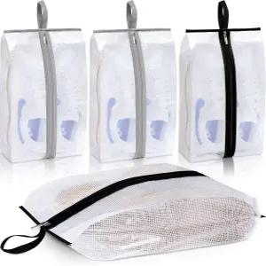 여행용 MISSLO 방수 신발 가방 4팩 XX대형 보관 클리어 스니커즈 파우치 남녀용 튼튼한 지퍼가 달린 휴대용