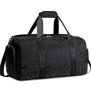 여자들을 위한 댄스백 더플백 오버나이트 백 슬립오버 체육관 체조 가방 신발 수납공간과 젖은 포켓, 레오파드 모양