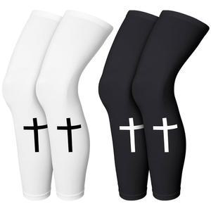 스카이티 2켤레 페이스 크로스 컴프레션 레그 슬리브 종교 예수님의 축구 농구 사이클링용 풀 길이