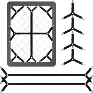 루예나 침대 시트 스트랩 풀사이즈 PCS 안전 및 장착 6개 조절 가능한 클립 모서리용 탄성 패스너 홀더