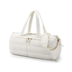 여성용 백스마트 패딩 짐백, 신발 수납공간이 있는 경량 더플백, 젖은 포켓이 위켄더백, 여행용 가방에 밤새 휴대할 수 운동용 가방, 베이지색