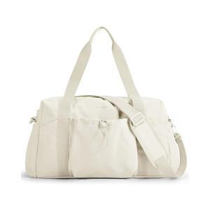 신발 가방이 있는 백스마트 위켄더 더플백 - 스포츠 및 여행 필수품을 위한 26L 공항 기내 반입 (베이지 언폴딩)