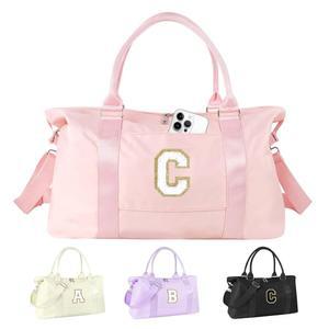 십대 소녀들을 위한 댄스 짐 더플백, 맞춤형 초도 여행 위켄더백, 귀여운 여성용 오버나이트 캐리, 스포츠 응원 가방, 트윈 프레피를 모노그램 크리스마스 선물 (핑크-C)